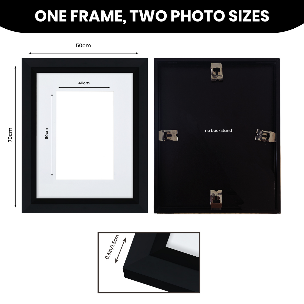 Masdun Metallica 50x70cm Photo Frame - Black