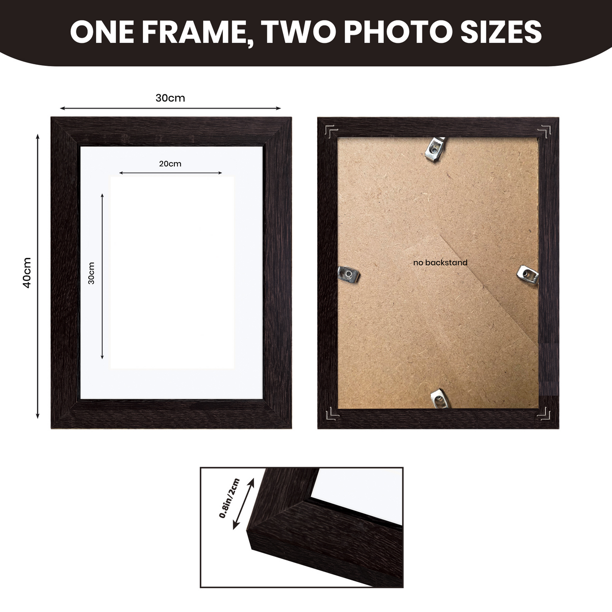 Masdun Modern 30x45cm Photo Frame - Dark Brown