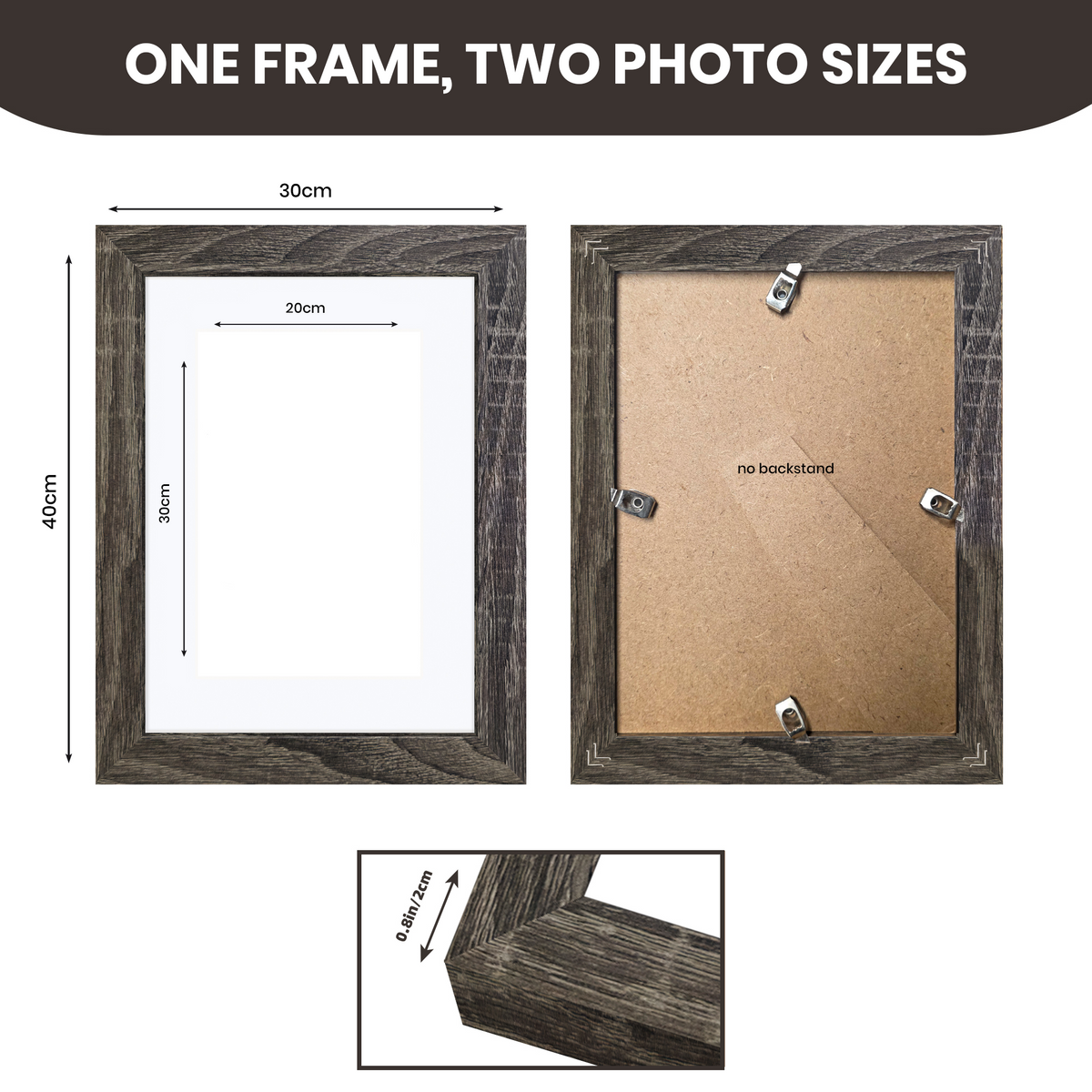Masdun Modern 30x45cm Photo Frame - Dark Grey