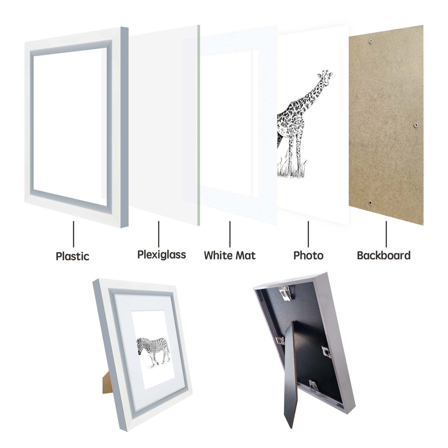 Masdun Metallica A4/Certificate Photo Frame - White - Wildlife