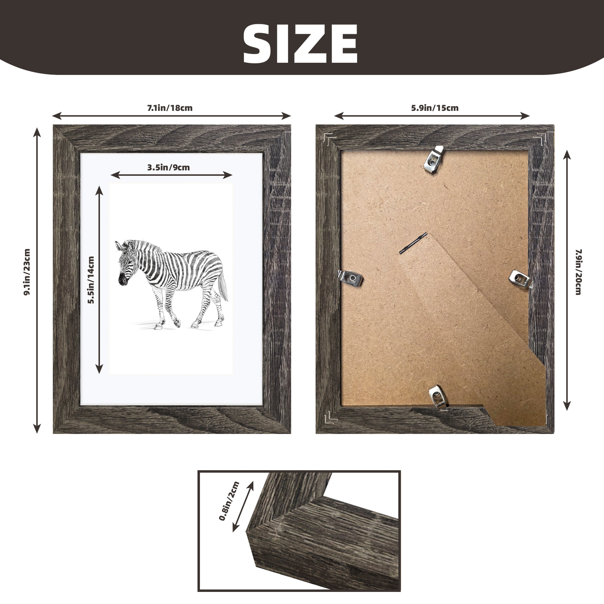 Masdun Modern 50x70cm Photo Frame - Dark Grey - Wildlife
