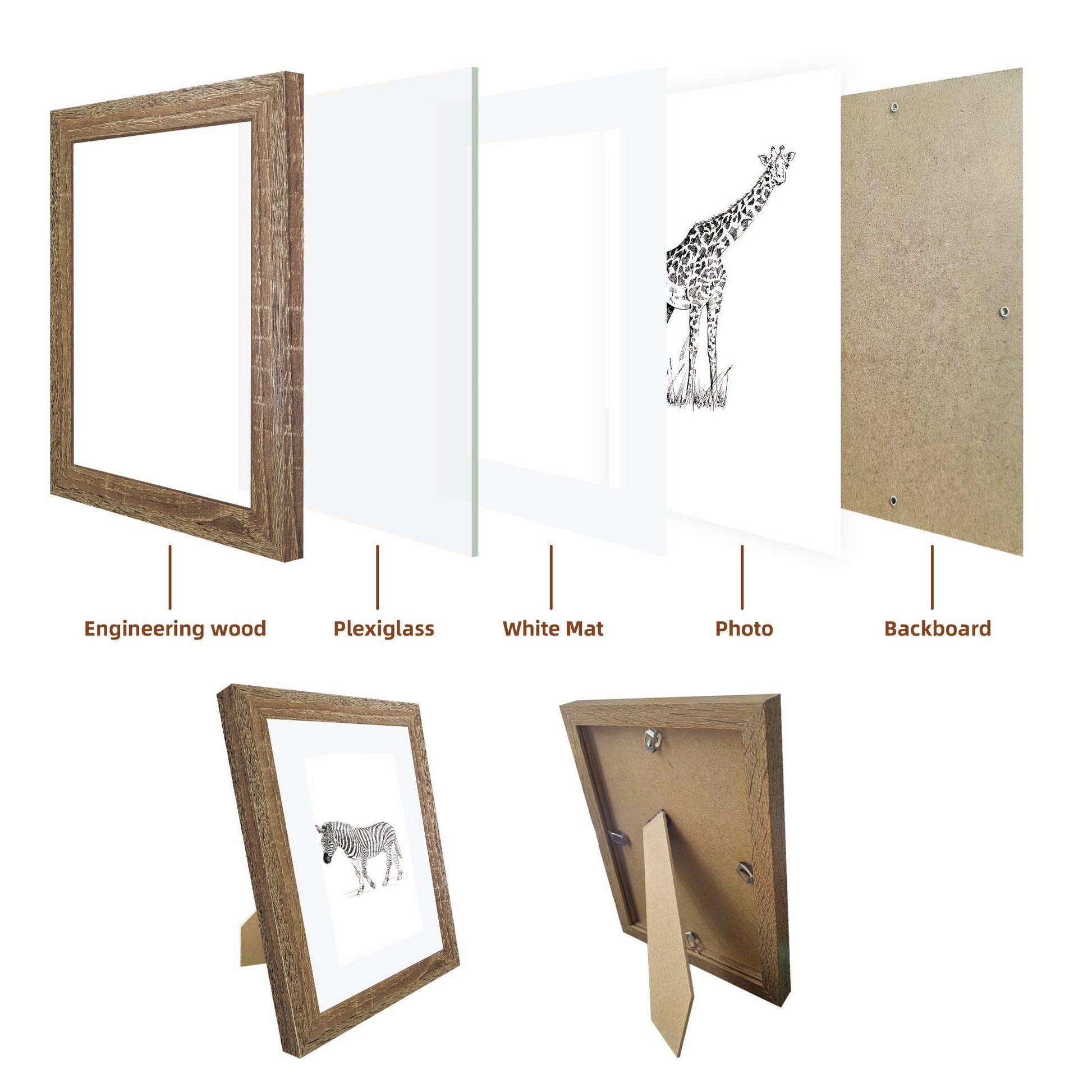 Masdun Modern 30x45cm Photo Frame - Medium Brown - Wildlife