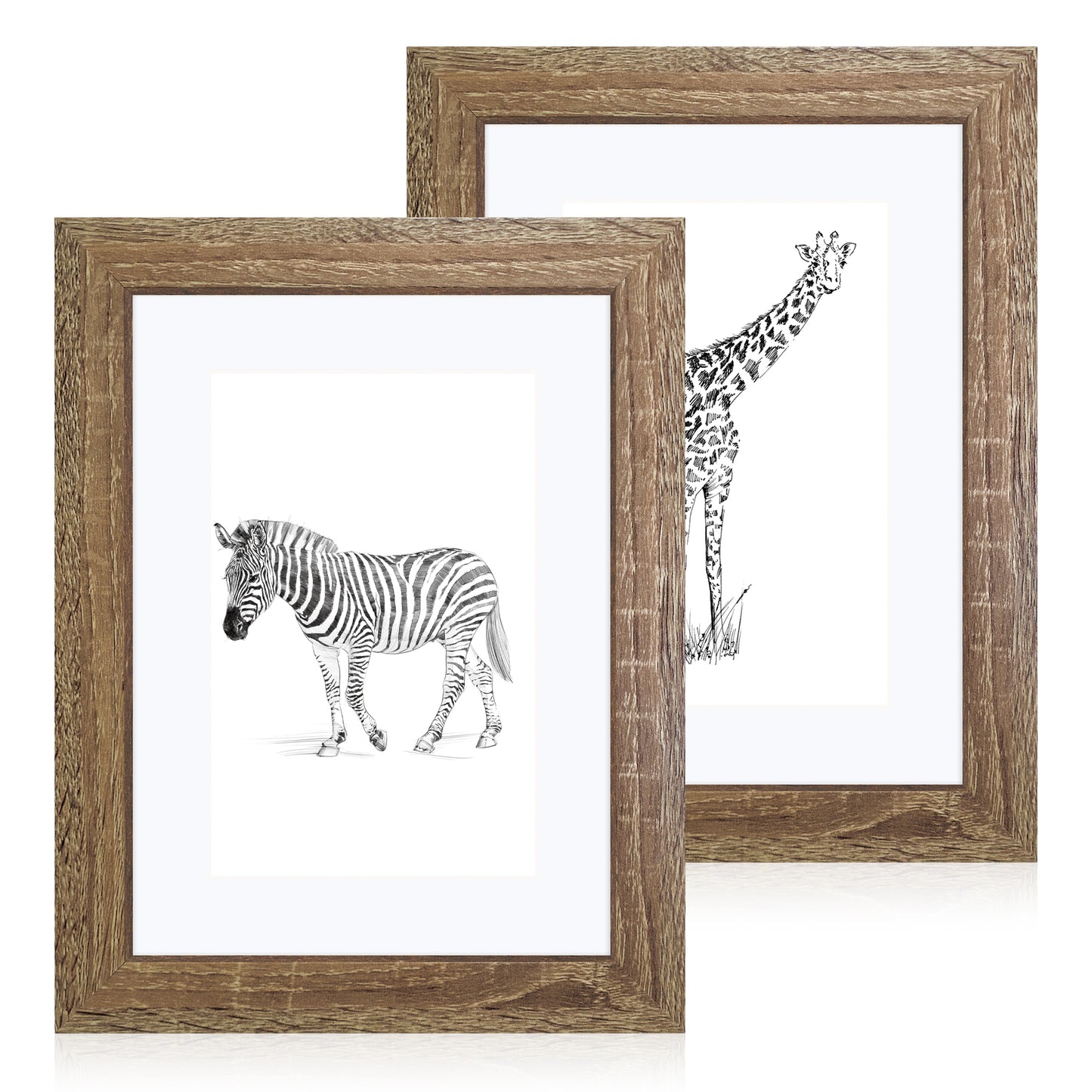 Masdun Modern A4 Photo Frame - Medium Brown - Wildlife