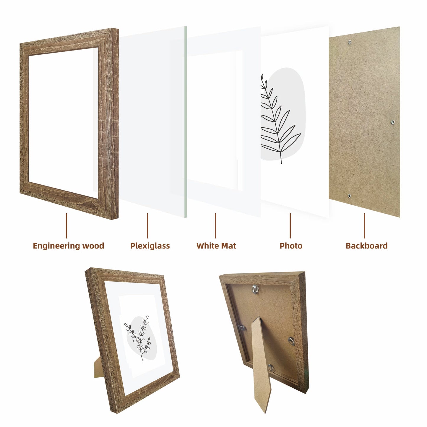 Masdun Modern A4 Photo Frame - Medium Brown - Minimal