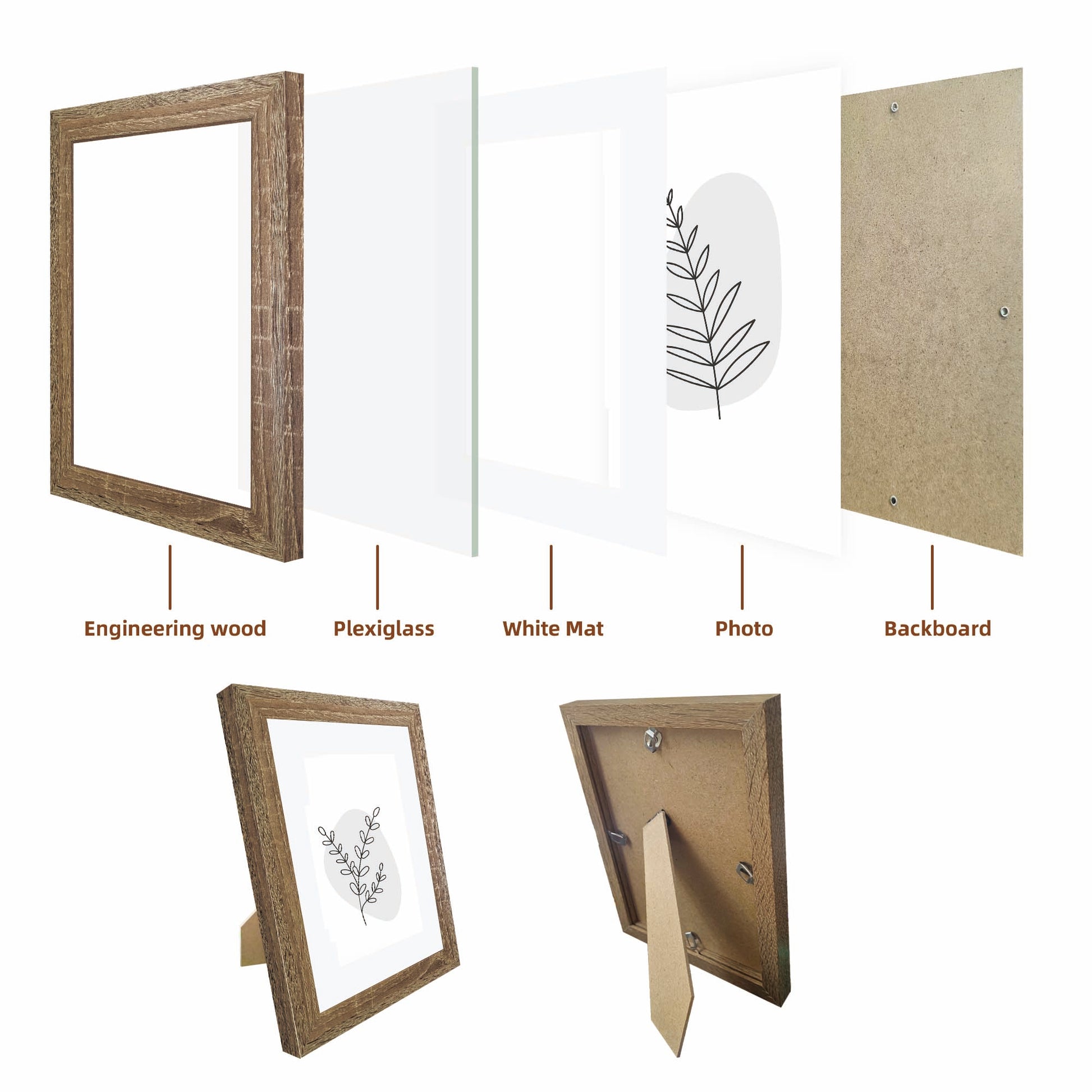 Masdun Modern A4 Photo Frame - Medium Brown - Minimal
