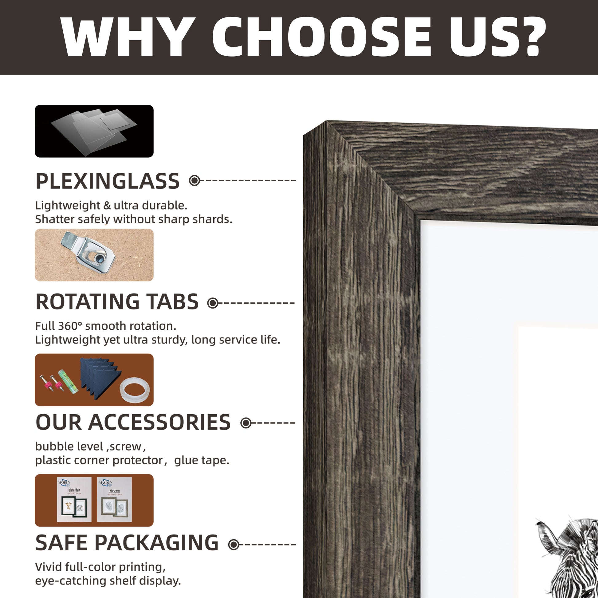 Masdun Modern A5 Photo Frame - Dark Grey - Wildlife
