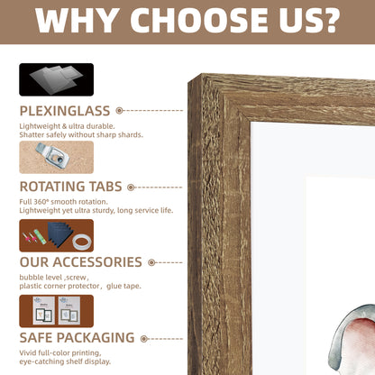 Masdun Modern 50x70cm Photo Frame - Medium Brown - Nursery