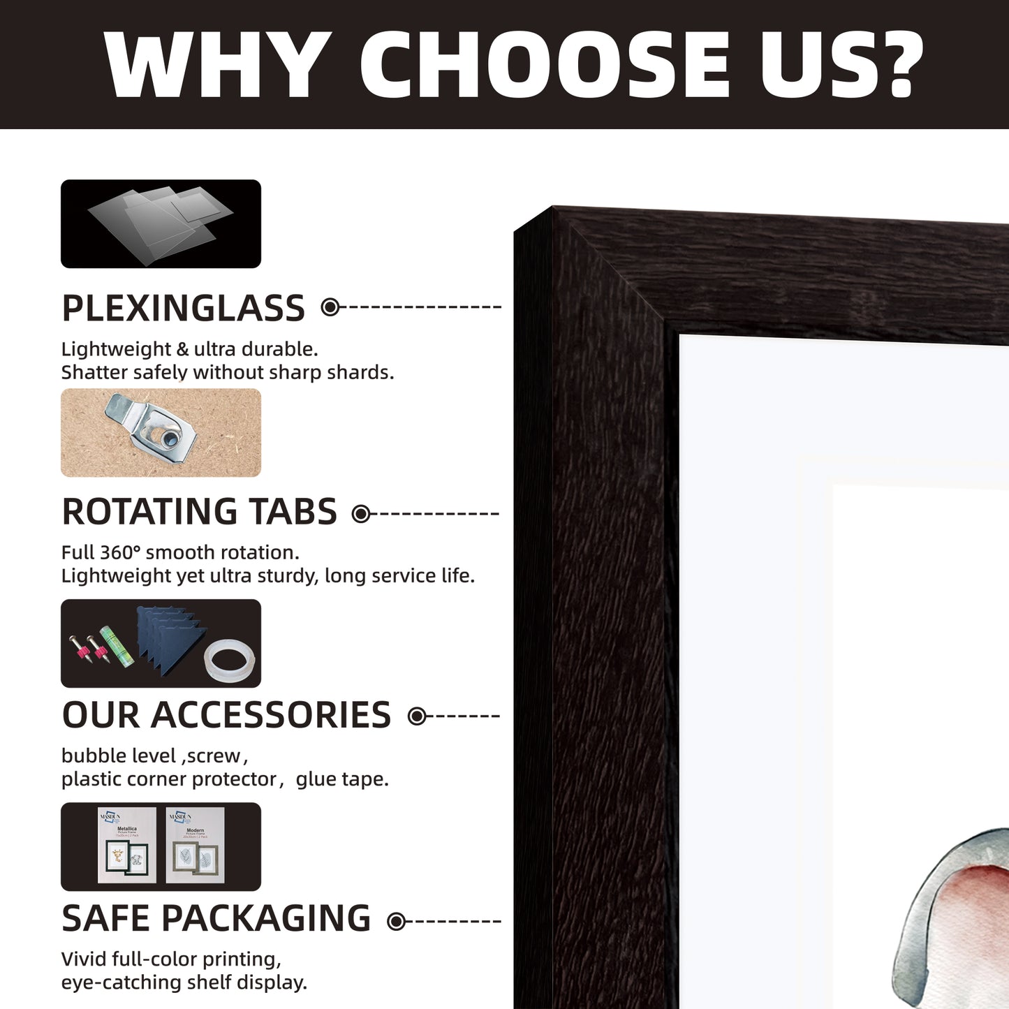 Masdun Modern 30x45cm Photo Frame - Dark Brown - Nursery