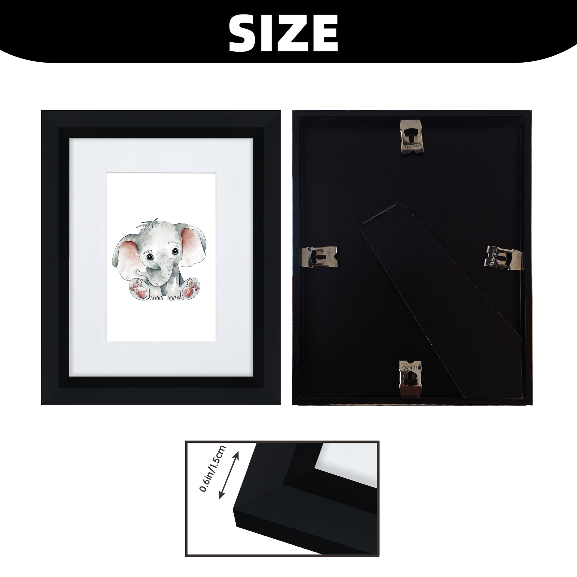 Masdun Metallica A5 Photo Frame - Black - Nursery