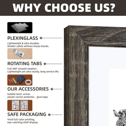 Masdun Modern A4 Photo Frame - Dark Grey - Wildlife