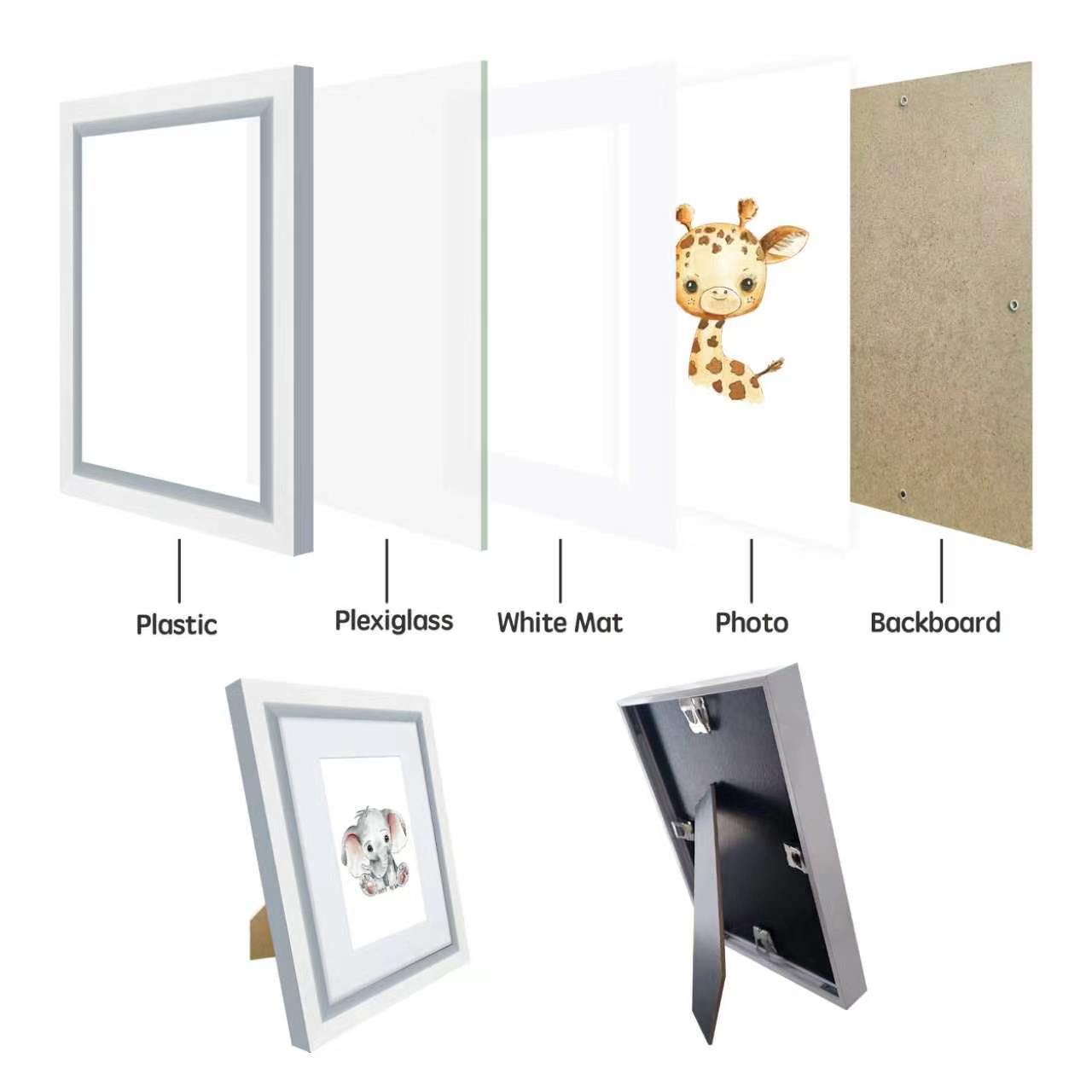 Masdun Metallica A4 Photo Frame - White - Nursery