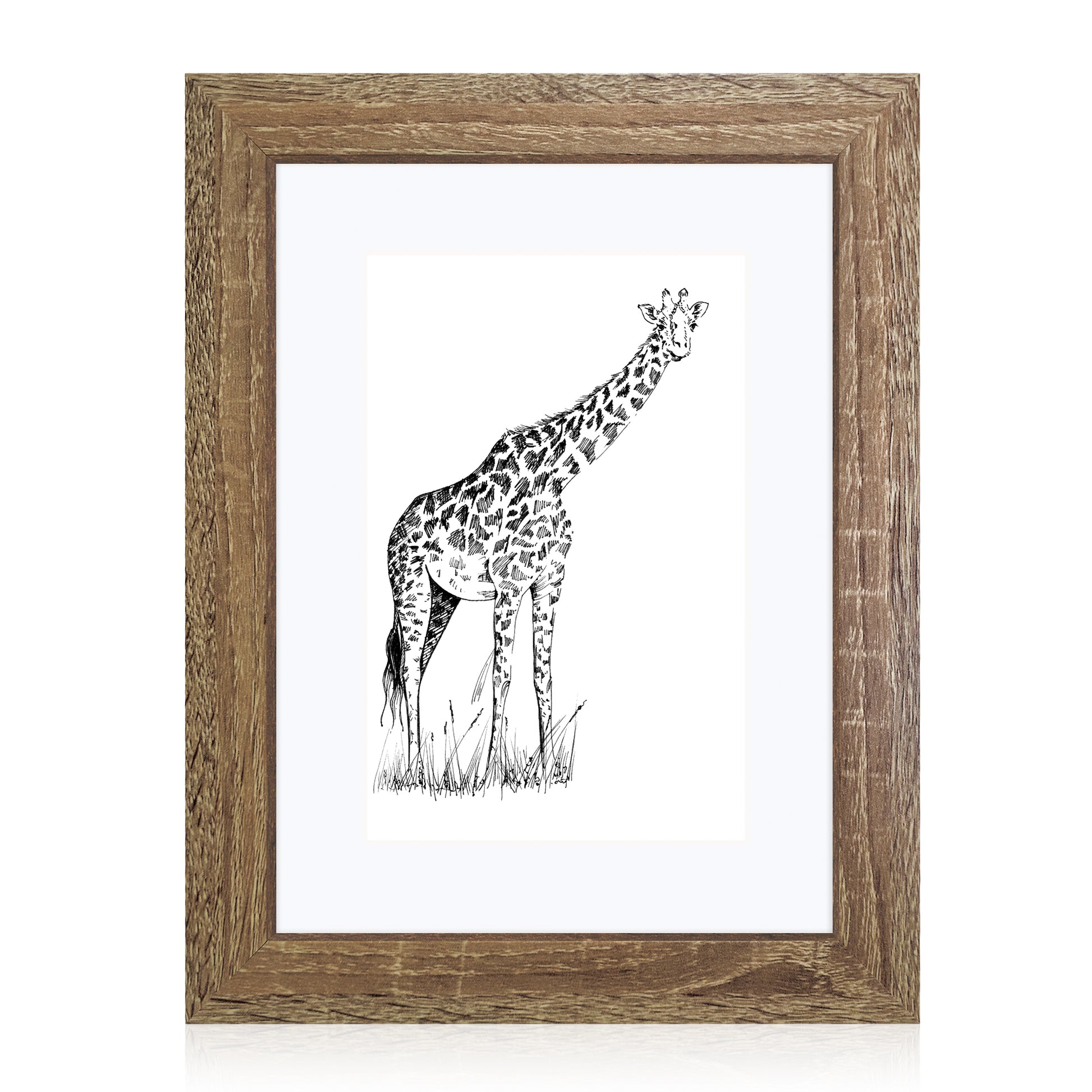 Masdun Modern 50x70cm Photo Frame - Medium Brown - Wildlife