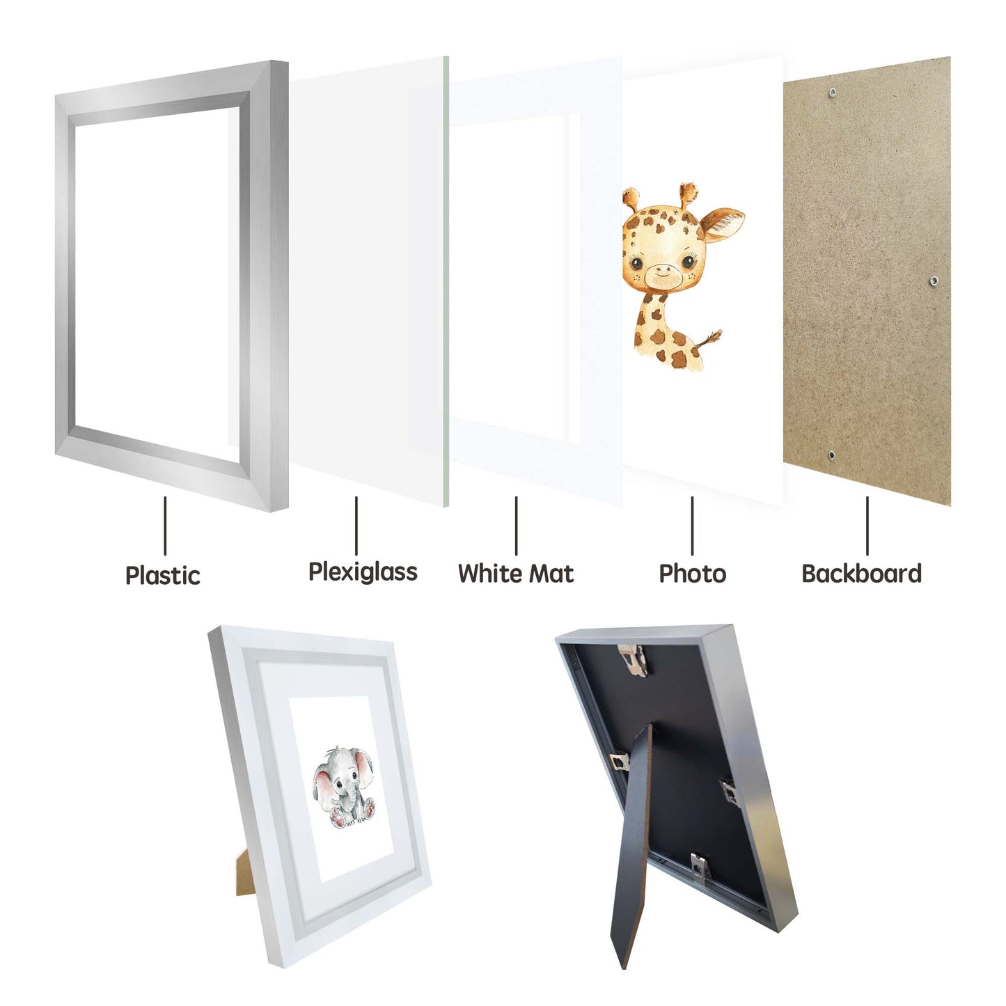 Masdun Metallica A3 Photo Frame - Silver - Nursery