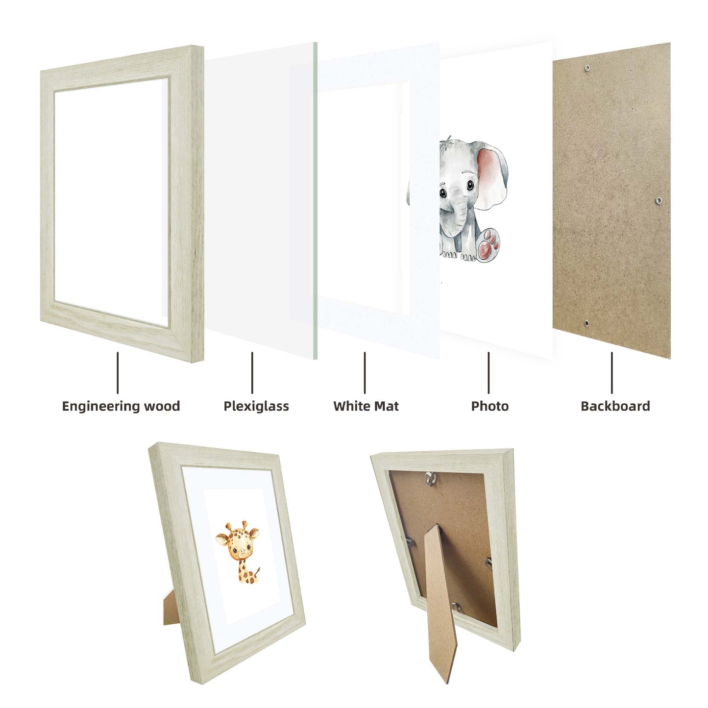 Masdun Modern 50x70cm Photo Frame - White - Nursery