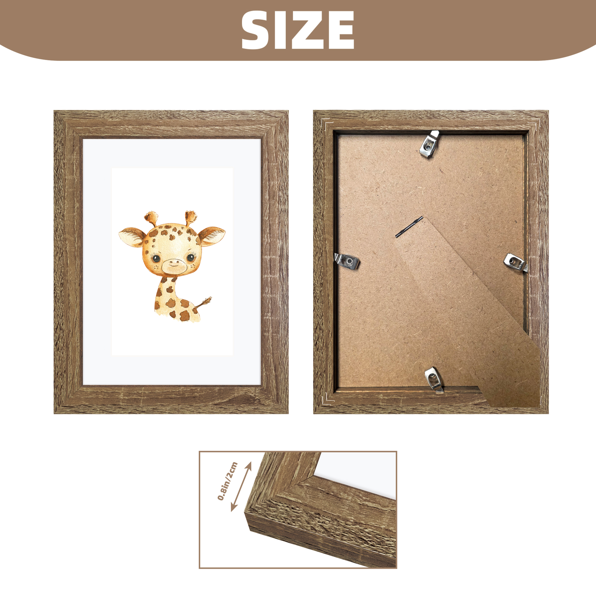 Masdun Modern 50x70cm Photo Frame - Medium Brown - Nursery