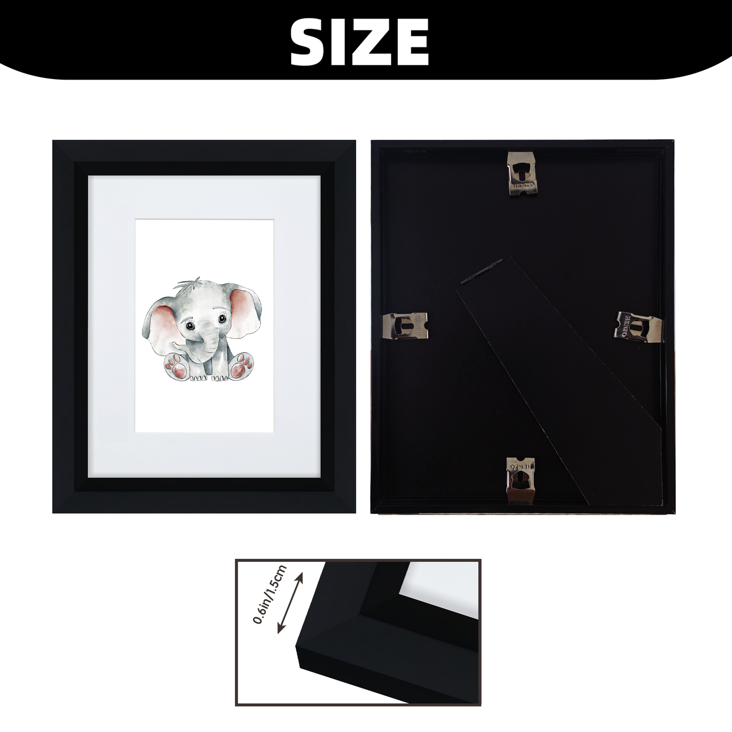 Masdun Metallica A3 Photo Frame - Black - Nursery