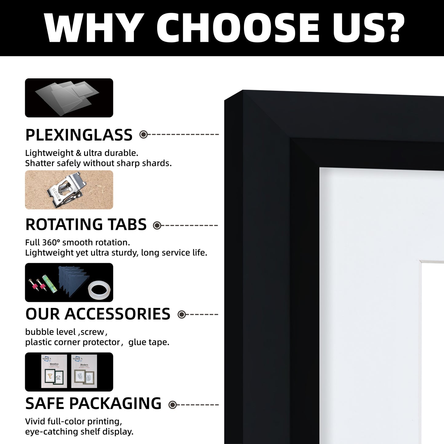 Masdun Metallica A3 Photo Frame - Black - Nursery