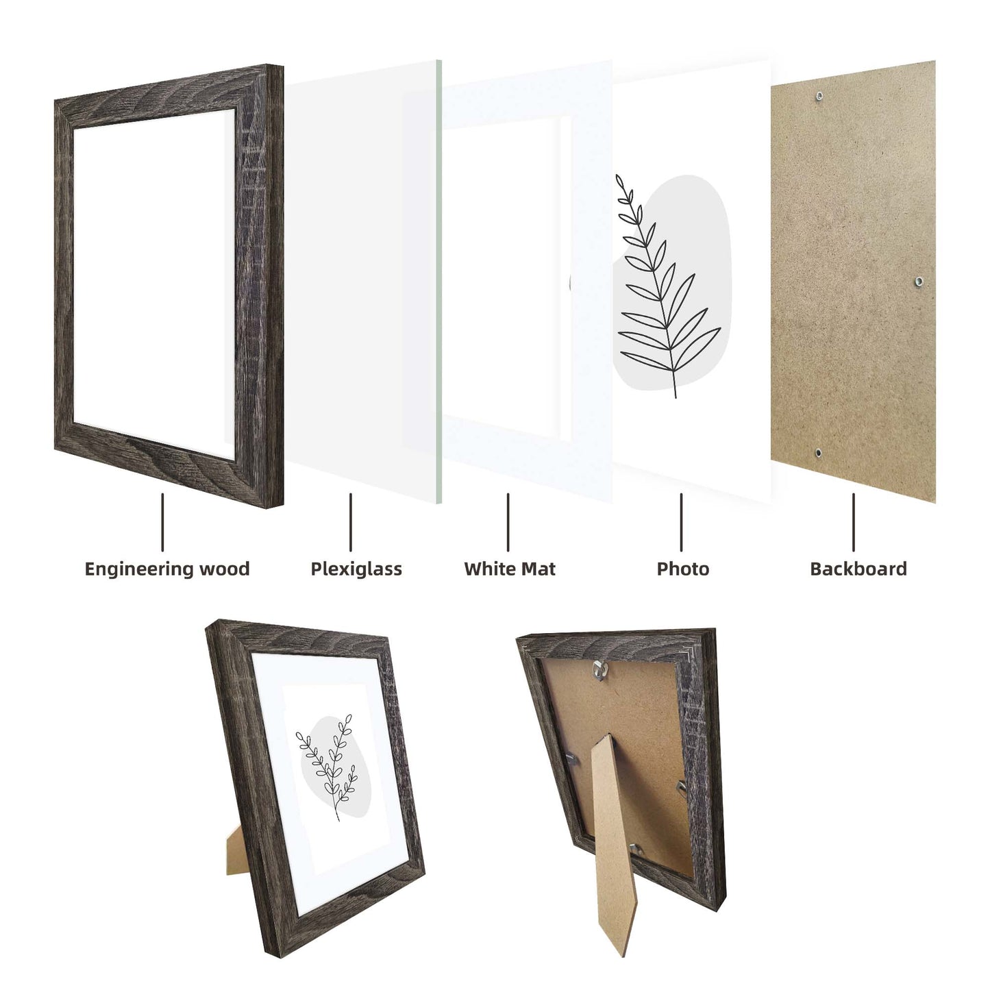 Masdun Modern A4 Photo Frame - Dark Grey - Minimal