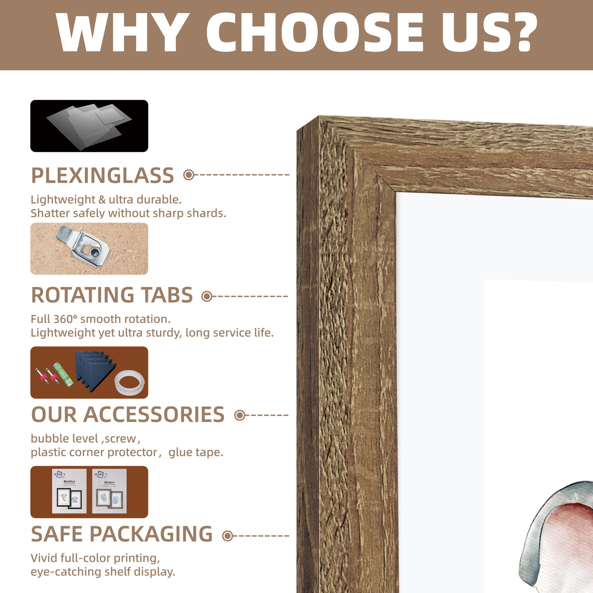 Masdun Modern A5 Photo Frame - Medium Brown - Nursery